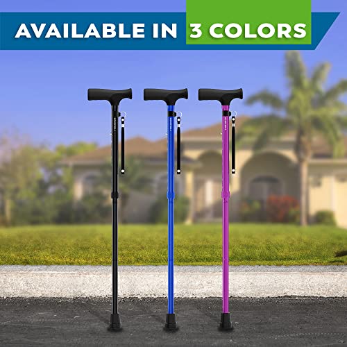 Honeybull Walking Cane | Single Tip Canes For Men & Women, Foldable, Adjustable, Heavy Duty Up To 250 Pounds, With Travel Bag, Walking Canes For Seniors (Black) #TOP6