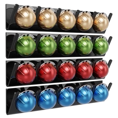 Image of LifeMoreasy Magnetic Coffee Pods Holder for Nespresso Vertuo & Dolce Gusto, Self-Adhesive Wall Mounted Capsule Organizer for Kitchen Cabinet Fridge(4 Packs for 20 Pods)