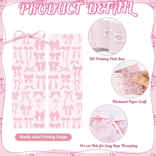 120pcs Pink Bow Bookmarks for Women - Bulk Reading Gifts & Supplies - Image 3
