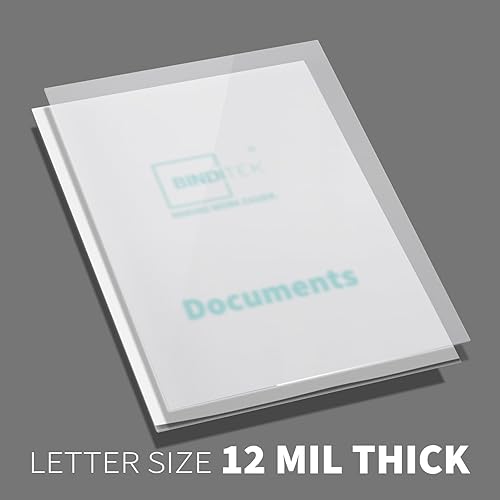 Vista 24 de Binditek Paquete de 50 cubiertas de polietileno esmerilado de 20 mil, cubiertas de encuadernación semitransparentes, 8-1/2 x 11 pulgadas, acabado