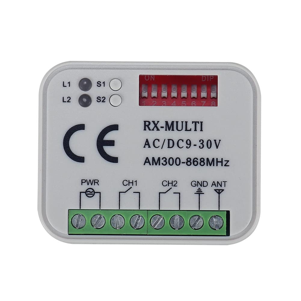 Ricevitore Interruttore 300-868MHz Ricevitore Universale 9-30V per Interruttore Garage Controllo Porta Garage