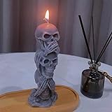 Finymk Novelty Skull Candle for Hallween, Skull Candle, Gray
