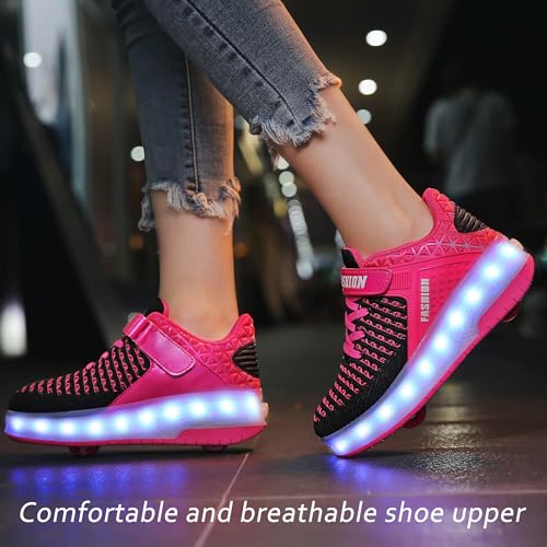 Image of AIkuass USB Chargable Led Light Up Roller Shoes Wheeled Skate Sneaker Shoes F.