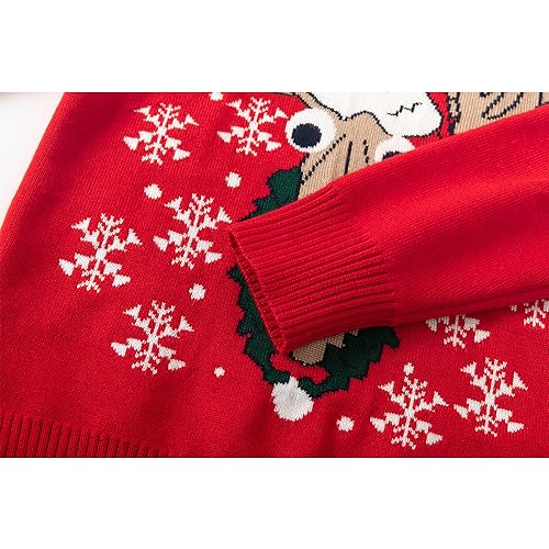 Image of Ugly Christmas Sweater Kids Girls Boys Reindeer Snowflake Knitted Xmas Holiday Pullover Sweater 2-9 Years Old