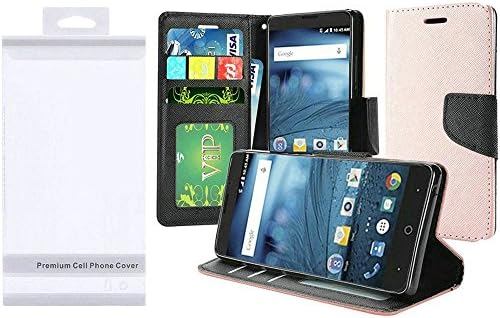 ZTE Avid 4/Tempo X Case, HRWireless Stand Folio Flip Leather [Card Slot] Wallet Flap Pouch Case Cover For ZTE Avid 4/Tempo X, Rose Gold