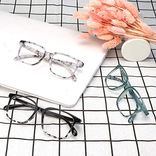 Image of Blue Light Blocking Glasses 3 Pack Square Frame Computer Gaming Reading Glasses Men Women Anti Eyestrain