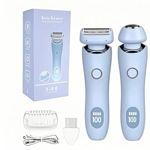 Aohcae Rasierer Damen Elektrisch, 2 in 1 Intimrasierer für Frauen, Elektrisch Rasierer mit IPX7 Wasserdicht, Kabelloser UBS Nass/Trocken Epilierer für Gesicht Bikini Beine Arme Körper (Blau)