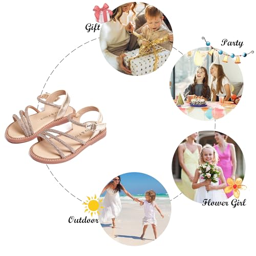 Image of Felix & Flora Toddler Girl Sandals - Flower Girl Dress Shoes Open Toe Little Kid Flats