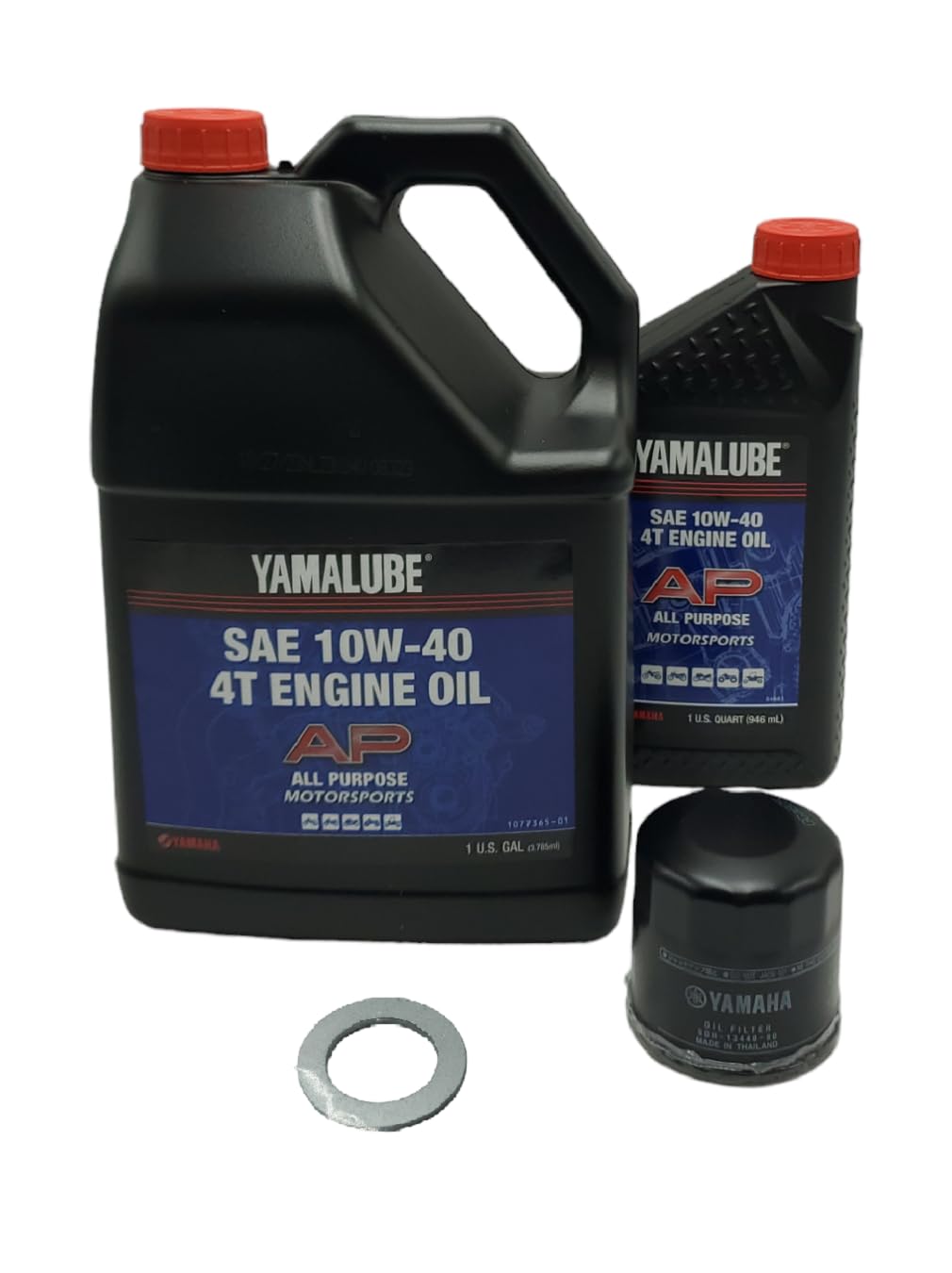 Yamaha R1 (2015-2024) all Models Oil Filter Change Kit Yamaha Part# 5GH-13440-80-00 and 5 Quarts All Purpose LUB-10W40-AP-12