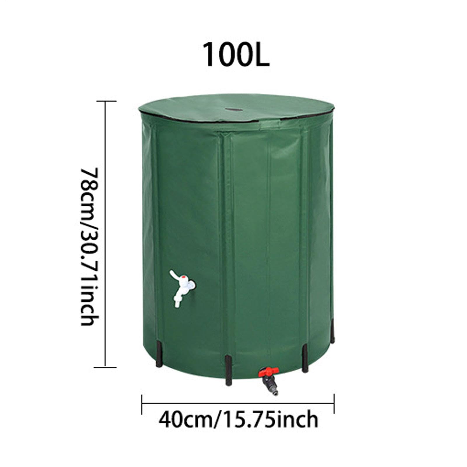 Barril de Almacenamiento de Agua de Lluvia Plegable de 26 galones de PVC | para recolección de Lluvia, Tanque de Agua con pivotes, depósito de Agua para Lluvia con de depósito de Agua con tapón