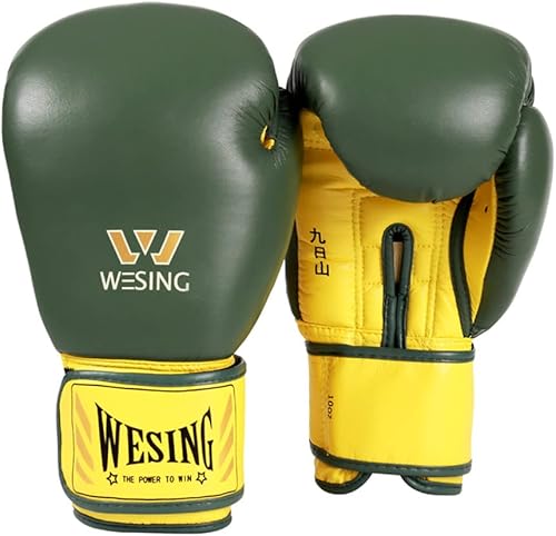 Wesing Pro - Guantes de boxeo con correa para kickboxing, guantes de saco de boxeo para hombres y mujeres, cuero de microfibra Muay Thai MMA
