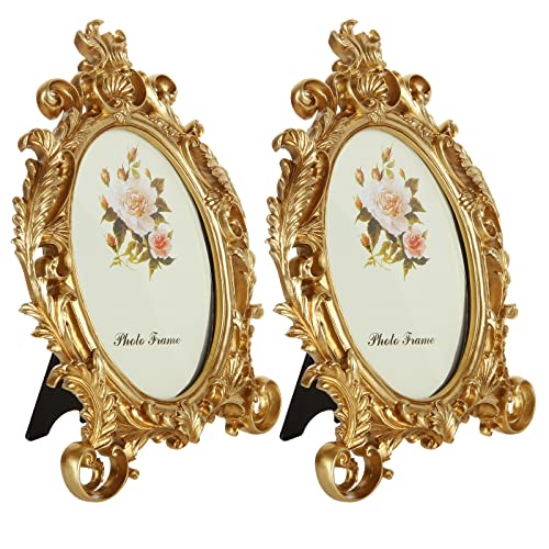 Senenqu 2Pcs Vintage Picture Frame 5X7 Oval Antique Photo Frames For Wall Mounting And Tabletop Display #TOP25
