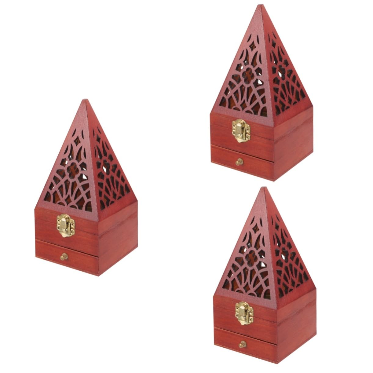Abaodam 3stücke Holz Räuchergefäß Mit Schublade Vintage Pyramiden Design Für Aromatherapie Büro Und Zuhause Kompakt Kreativ Und Dekorativ Für Räucherstäbchen