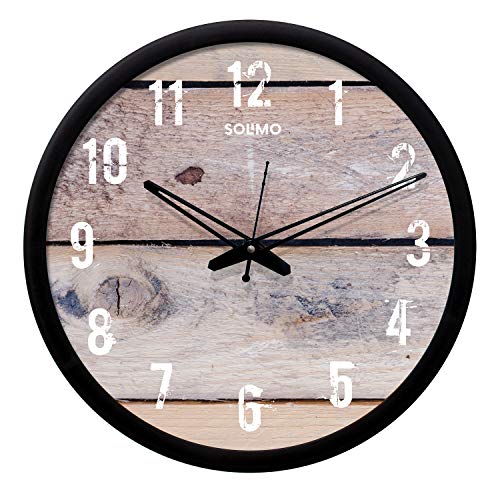 Image of Amazon Brand - Solimo 12-Inch Wall Clock - Designer (Silent Movement, Black Frame), Analog, Plastic