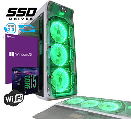 PC DESKTOP PROFESSIONAL GAMING BIANCO INTEL i5-8400 Hexa-Core 8th Gen. 4,00ghz RAM Ddr4 8gb SSD 480gb WIFI USB3.0 licenza Windows 10 professional Completo e Veloce CASE ATX 2.0 3 VENTOLE LED VERDI