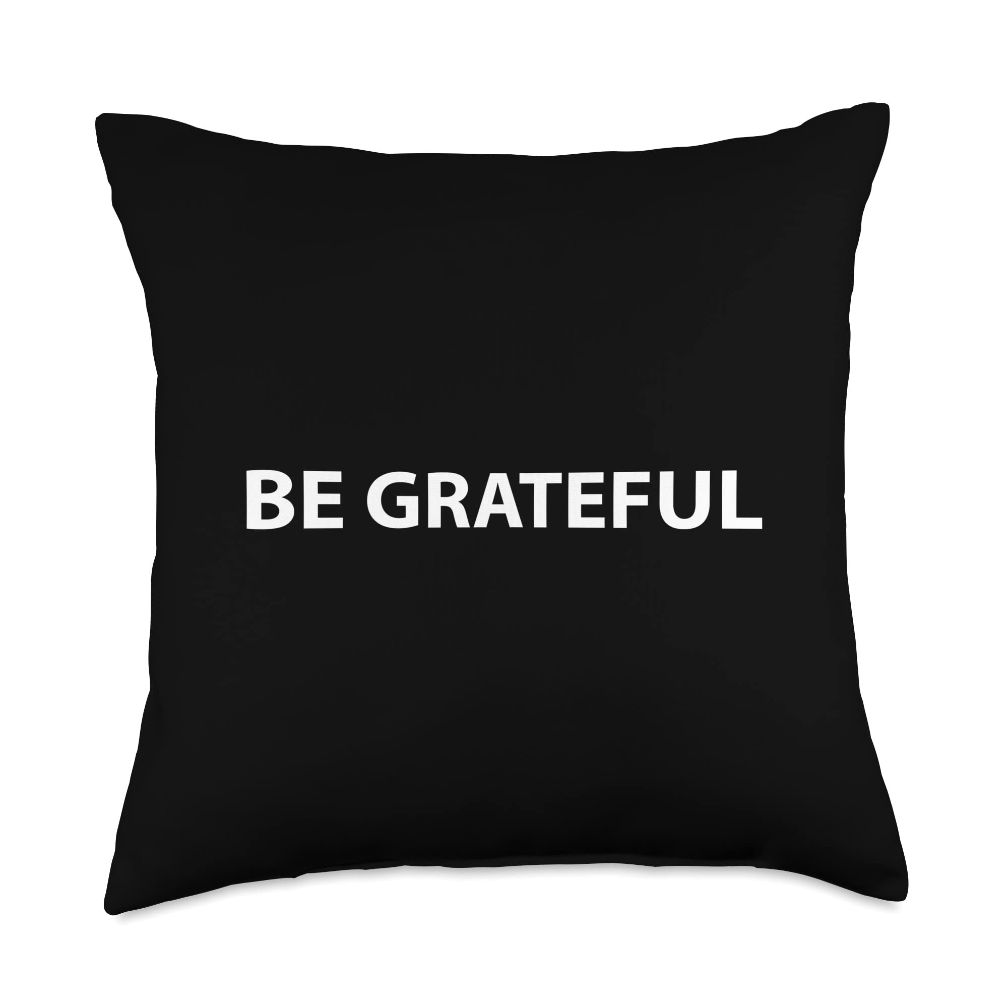 Be Grateful Design-Life Advice, Simple Minimalist Lessons Throw Pillow, 18x18, Multicolor