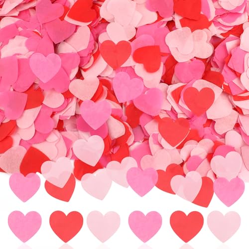 8000 Stück Herz Konfetti 2.5cm Konfetti Hochzeit Herzen Groß 80g Seidenpapier Confetti Streudeko Romantisch Papier Confetti für Hochzeit Geburtstag Valentinstag Jahrestag Tischdeko (Rot)