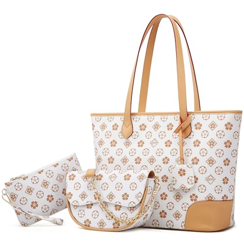 Image of Women Fashion Synthetic Leather Handbags Tote Bag Shoulder Bag Top Handle Satchel Purse Set