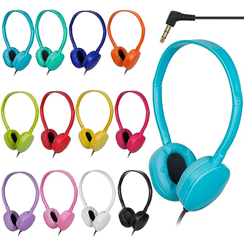 Image of Headphones Bulk 12 Pack for Classroom School,Wholesale Earphones | Class Set for Students Teens Adult,Group Learning, Computer Lab, Library, Online Lesson Testing Multi Color (12 Colors)