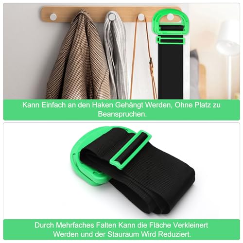 APOMOONS 2 PCS Schwerlast Transportgurt Tragegurte Umzug und Zwei Paar WeißE Antirutsch-Handschuhe 145cm Hebegurte Verstellbare Tragegurt Umzug Hebegurt für Möbel Boxen Haushaltsgeräten Schwarz