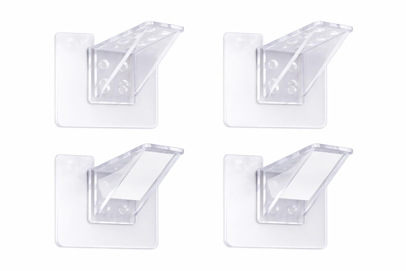 SYLIX Transparent Corner Bracket Self Adhesive Wall Mount Holder, 90 Degree Plastic Support Stand with Screw Holes, Multipurpose Shelf Support (Pack of 4)-image-31