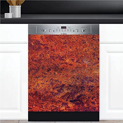 Kitchen Decor Dishwasher Magnet Cover, Dishwasher Decal Vinyl Sticker, Fridge Panel Door Cover Sheet, (Rusted Door, Magnetic 23  W x 26  H)
