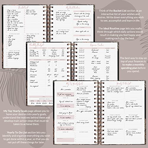 Image of PLANBERRY Hourly Schedule Planner Premium - Undated Weekly Organizer with Time Slots & Monthly Budget - Time Management, Goal Setting, to-Do List & Habit Tracker -6.9″x8.5″(Onyx Black)
