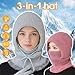 3 in 1 Beanie Hat for Women,Winter Ear Protection Balaclava,Outdoor Thickened Knitted Hats Wind Resistant Hooded Scarf (Red)