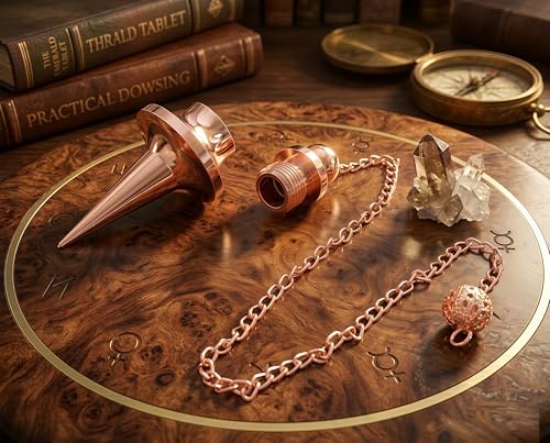 Image of Long Cone Openable Disc Copper Pendulum for Reiki Healing, Dowsing & Chakra Balancing - Divination & Meditation Tool for Energy Cleansing