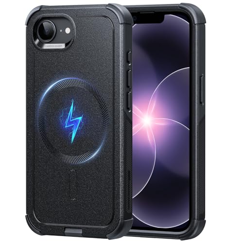 Image of ESR for iPhone 17e Case, iPhone 16e Case, 23ft Military-Grade Drop Protection, MagSafe Accessories Compatible, Shock-Absorbing Rugged Cover, Cyber Series, Black