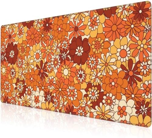 Retro Boho Hippie Flower Desk Mat,Large Vintage