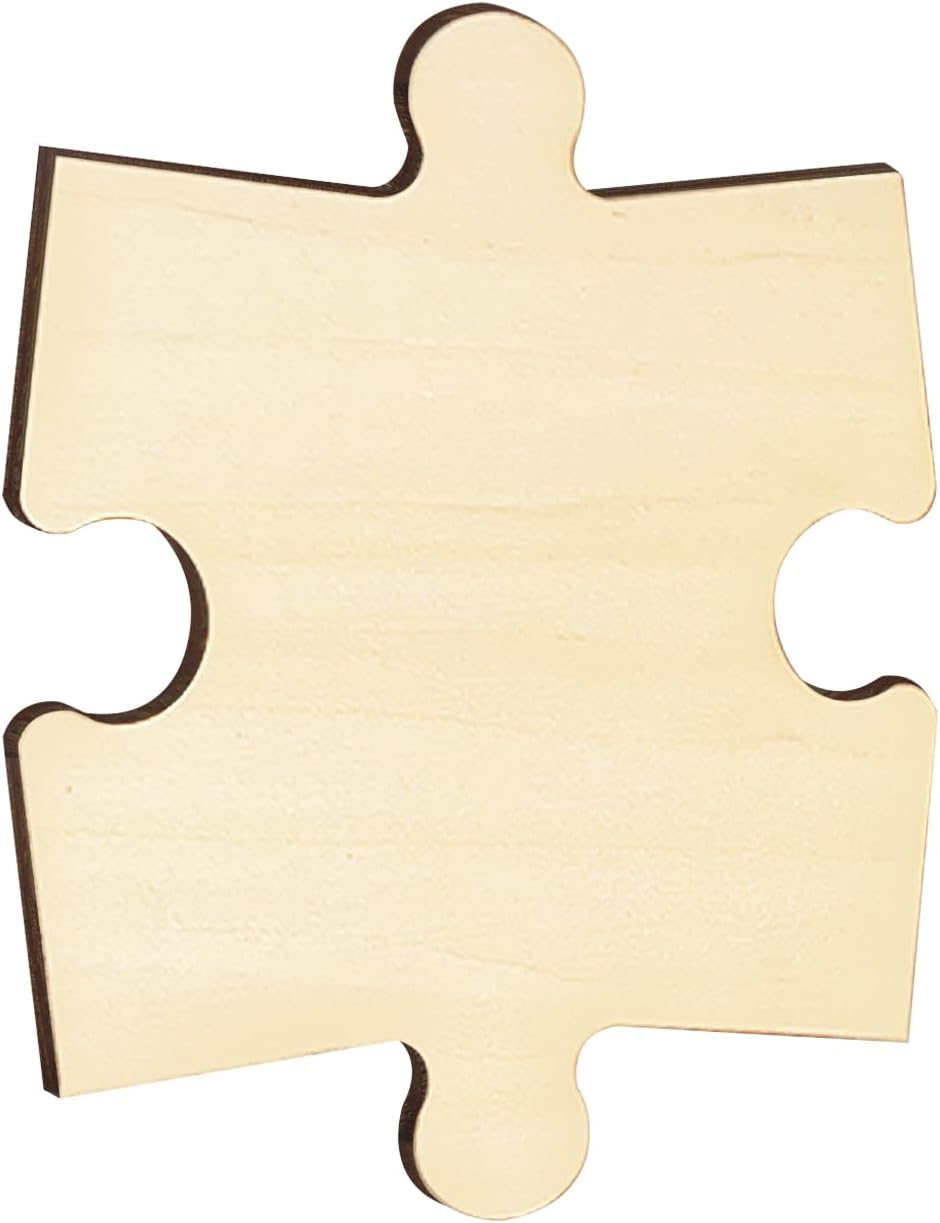 50 Piece Blank Wooden Puzzle Jumbo Size, Each Piece is 4x3.2 Inches to Draw on, Unfinished Freeform Large Jigsaw Puzzles for Arts & Crafts, Natural Wood Puzzle Pieces for DIY
