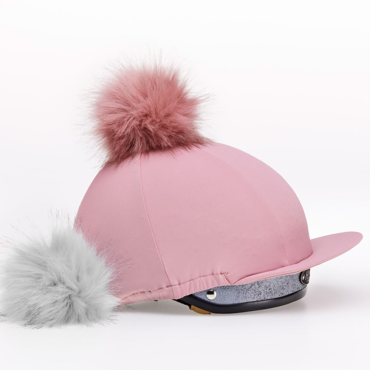 Hat Silk with Interchangeable Faux Fur Pom Poms - Stretch Fit, Peaked Design, Rose - Image 2