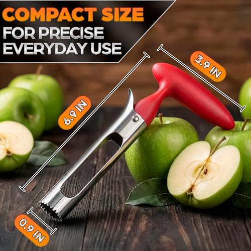 Image of Apple Corer Tool - Stainless Steel Apple Core Remover with Durable Plastic Handle - Comfortable Grip, Easy to Use, Dishwasher Safe & Long-Lasting | Works for Apples, Pears, Tomatoes, Peppers & More