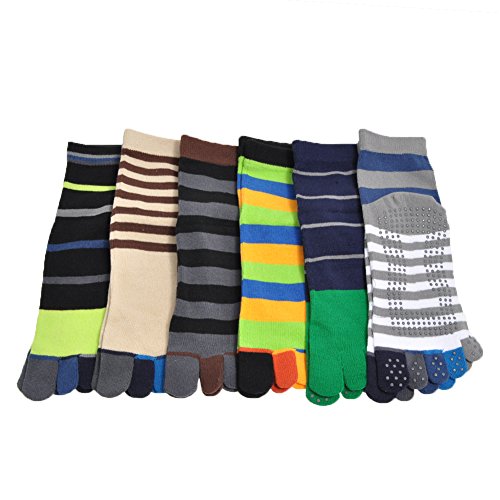 Angelina 6-Pair-Pack Yoga/Pilates Full Toe Grip Teo Socks