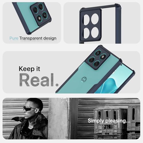 Image of Pikkme Back Cover for Motorola Moto Edge 60 5G / Motorola Moto Edge 60 Fusion 5G | Ultra Hyrbid | Full Camera Protection | Raised Edge | Crystal Clear Transparent Bumper Case (Blue) | Ultra Hyrbid