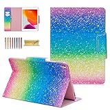 Dteck iPad 10.2 Case 2020 2019, Slim Premium PU Leather Multi-Angle Folio Stand Smart Cover with Auto Wake/Sleep & Pencil Holder Case for iPad 7th 8th Generation 10.2 inch Tablet 2019, Rainbow Sand