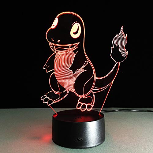JINYI Monstre de poche Pokemon de lumière de nuit 3D, lampe à illusion d'optique LED, F - Base Audio Bluetooth (5 couleurs), Panneau Acrylique, Lampe de bureau, Décor de bar