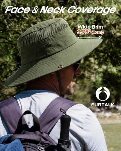 Image of FURTALK Sun Hats for Men Women UPF Sun Protection Breathable Wide Brim | Nylon UV Protection, Breathable Adjustable, 2-in-1 Wide Brim, Packable Water-Resistant, Fishing Hiking Summer