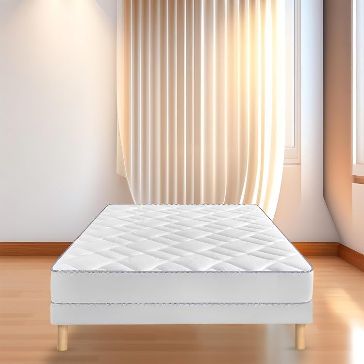 Sommier Blanc 140x190 Cm DREAMEA SOMMIER FERME 2 - Sommier Tapissier