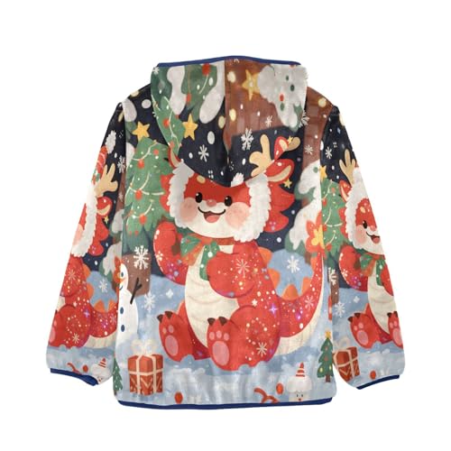 Christmas Deer in Festive Setting Toddler Fleece Jacket Girl Boys Hooded Fleece Jacket Coat Warm Outwear Zip-up 3-10T2