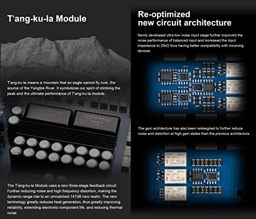 Image of KGUSS Topping A70Pro Fully Balanced Headphone Amplifier Preamp - 17000mWx2 Output Power, 2 Gain, R2R Relay Volume Control, Full Color Dispaly HiFi Audio Support Extensions(Silver)