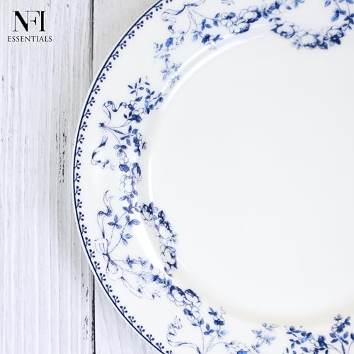Image of NFI essentials 8 inch Ceramic Quarter Plate with Elegant Blue Floral Design, Premium Serving Plate for Snacks, Desserts, Breakfast & Appetizers, Microwave & Dishwasher Safe