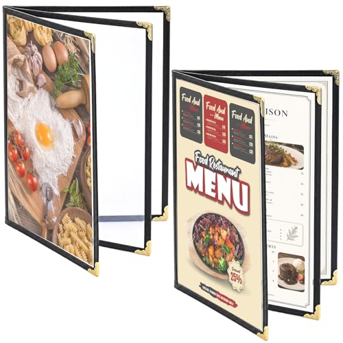 Protège-menu 21,6x27,9 cm en PVC transparent lot de 2 avec 3 pages et 6 vues