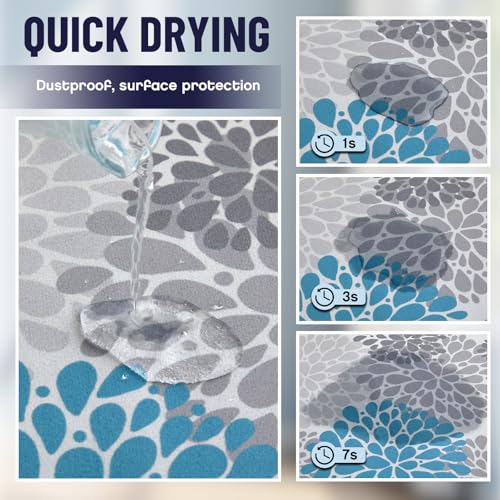 Image of Teenyyou 1 Pcs 26 inch x 18 inch Dryer Top Protector Mat, Washer and Dryer Topper, Non Slip Waterproof Machine Cover Dust Proof Quick Drying Topper Pad for Laundry and Kitchen (Bloom Blue)