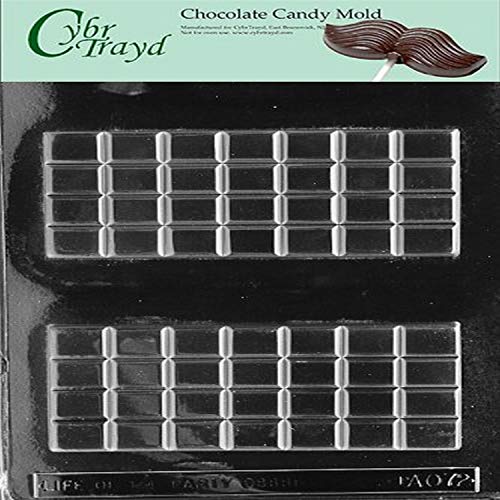 CybrTrayd Chocolate Candy Mold – Break Apart Bar – 2 Cavities 6” x 2-3/4” x 3/8” – For Candy, Cookies, Chocolate, Soap & Plaster – Includes Instructions