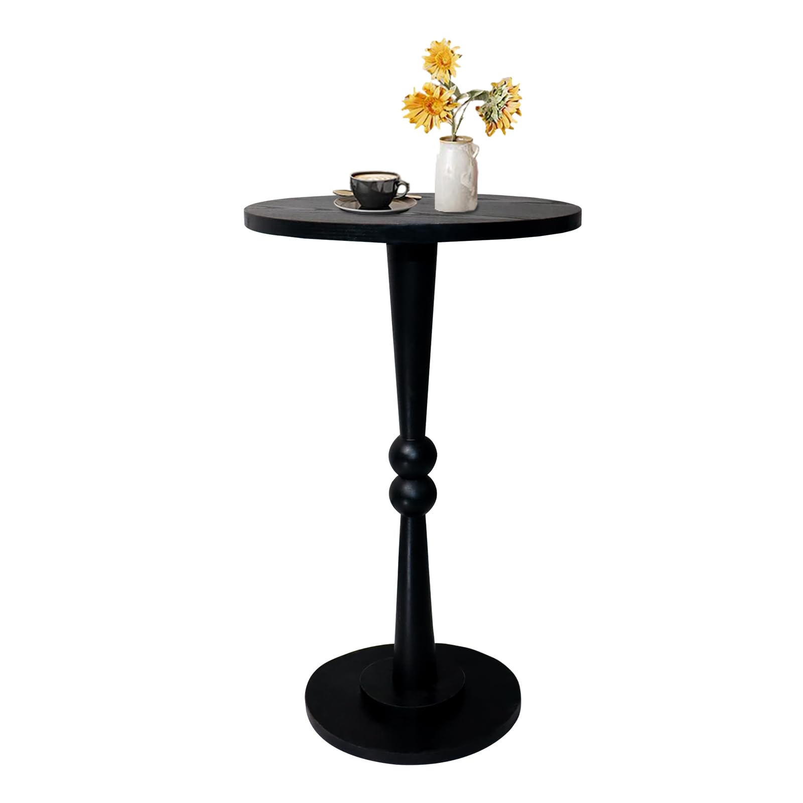Small Side Table Drink Table for Small Spaces Modern Accent Table Martini Table with Solid Wood Leg Round