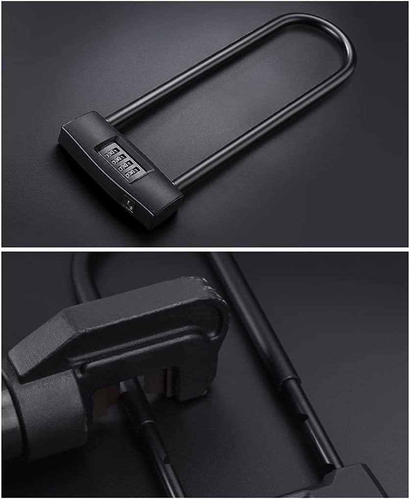 Password Lock U-Shaped Combination Lock for Glass Door Bicycles/Glass Door Lock Heavy Duty Protection Long Gate Padlock (Color : Black) (Black)