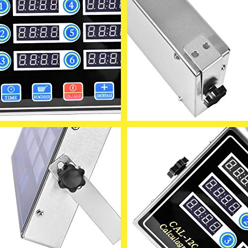 Bavnnro 12 Channels Kitchen Timers Commercial Cooking Timer,Stainless Steel Calculagraph Timer Restaurant Timer With Loud Alarm Burger Cooking Reminder #TOP3