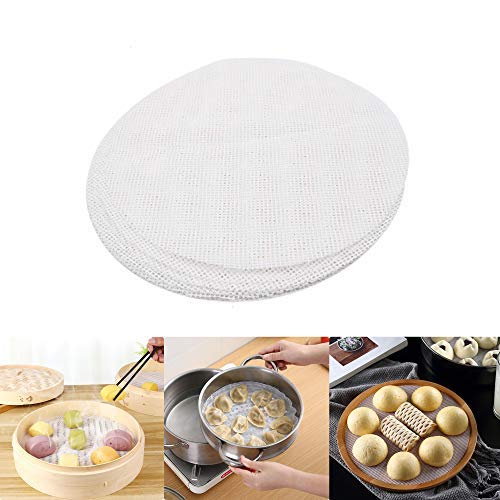 12 Pieces Silicone Steamer Mesh Mats 10 Inch Round Silicone Steamer Liners Mats Reusable Bun Steamer Pad Non-Stick Dim Sum Mesh for Home Kitchen Restaurant Dumplings Pastry